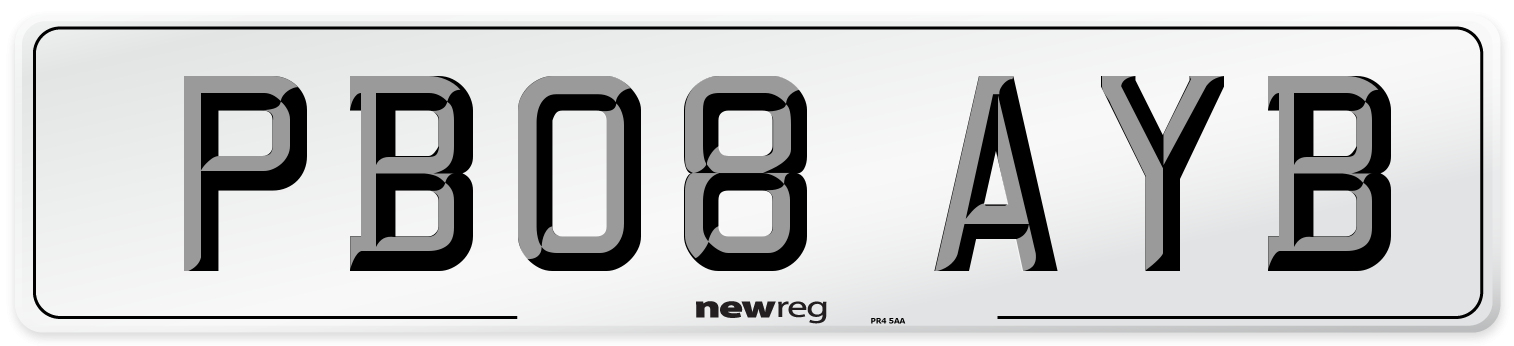 PB08 AYB Number Plate from New Reg